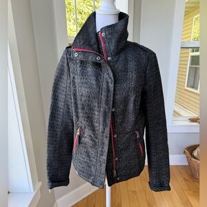 Free People Black Red Tweed Cropped Jacket Size 4
